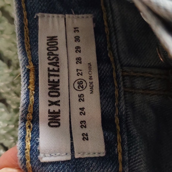 One X Oneteaspoon Size 26 Button Fly Blue Distressed Denim Shorts - Picture 4 of 16